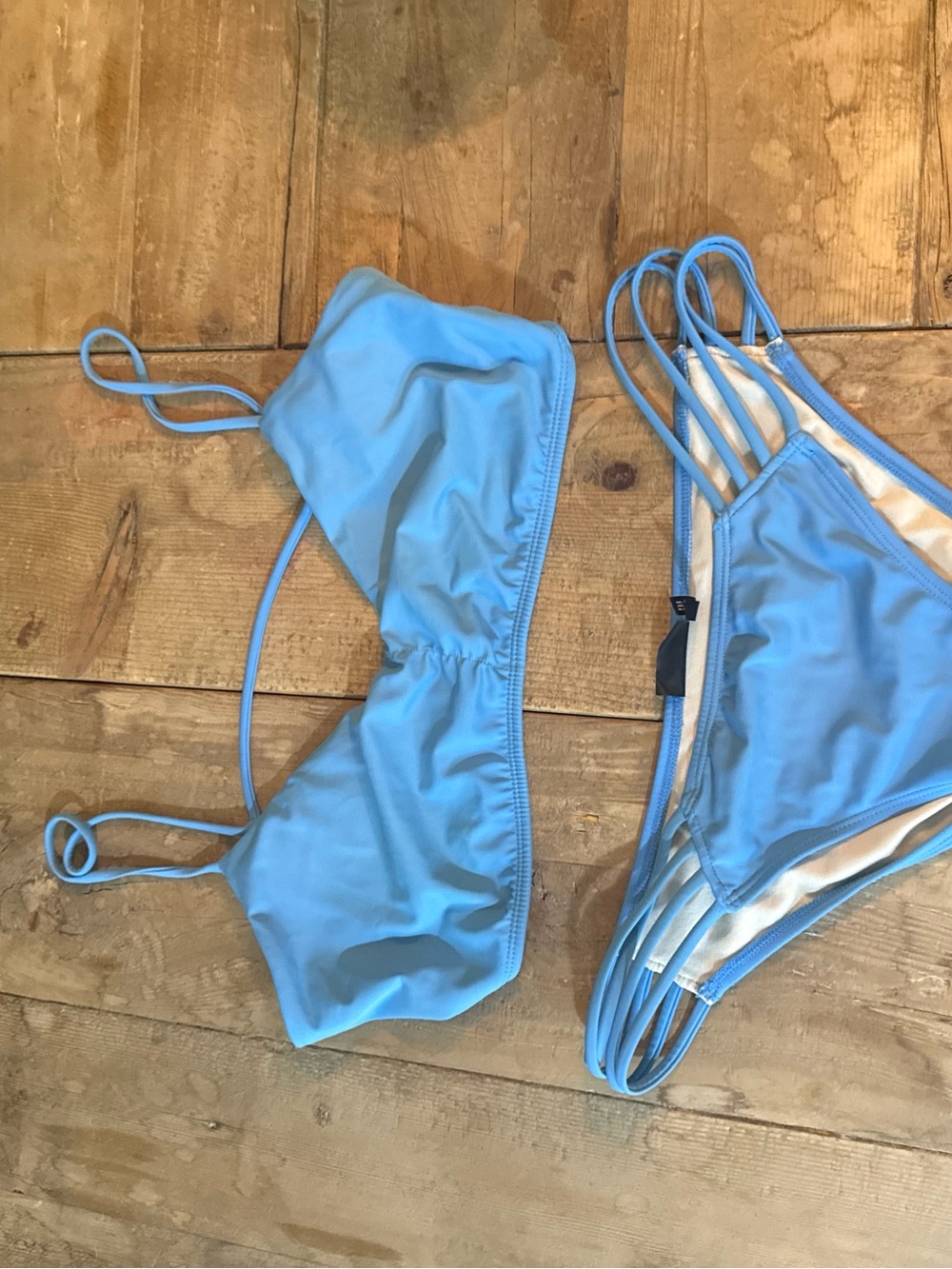 La Hearts Light Blue Strappy Bikini Set